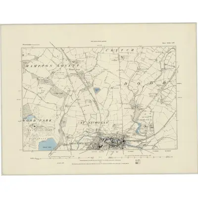 1883 Map of Worcestershire XXII.SW, 1884 Print