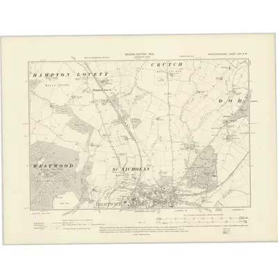1901 Map of Worcestershire XXII.SW, 1903 Print