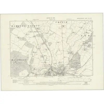 1925 Map of Worcestershire XXII.SW, 1930 Print