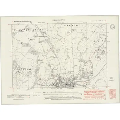 1938 Map of Worcestershire XXII.SW, 1947 Print