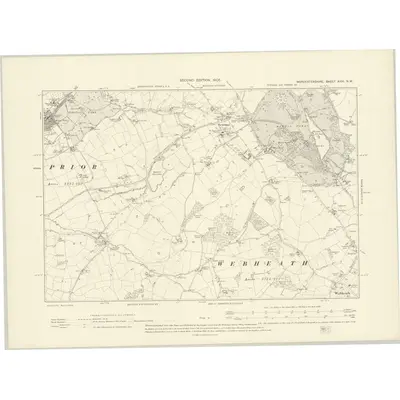 1902 Map of Worcestershire XXIII.NW, 1905 Print