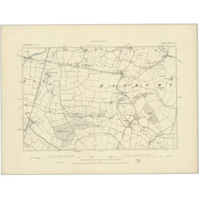 1883 Map of Worcestershire XXIX.NE, 1884 Print