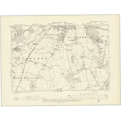 1902 Map of Worcestershire XXIX.NW, 1905 Print