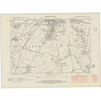 1938 Map of Worcestershire XXIX.NW, 1948 Print