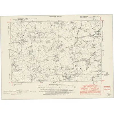 1949 Map of Worcestershire XXV.NE, 1953 Print