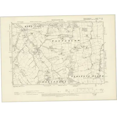 1902 Map of Worcestershire XXVI.NE, 1905 Print