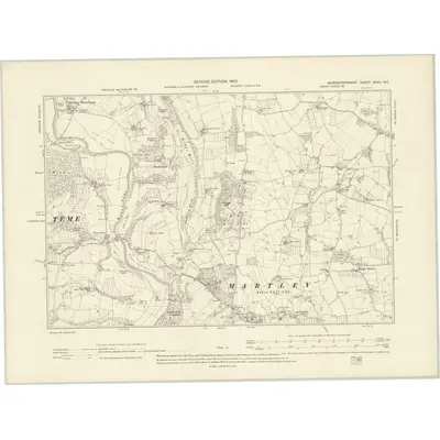 1902 Map of Worcestershire XXVII.NE, 1905 Print