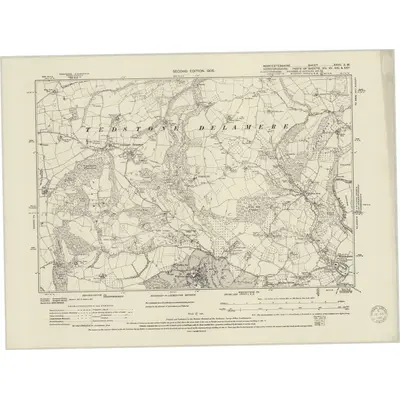 1902 Map of Worcestershire XXVII.SW, 1949 Print