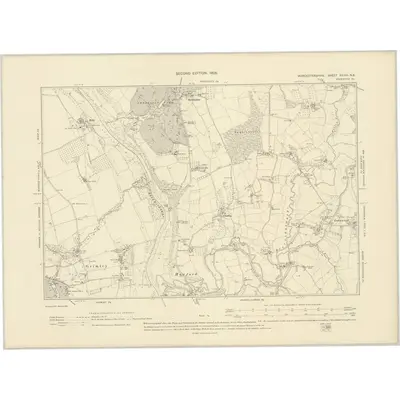 1902 Map of Worcestershire XXVIII.NE, 1905 Print