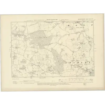 1901 Map of Worcestershire XXVIII.NW, 1905 Print