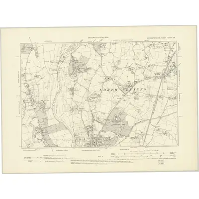1902 Map of Worcestershire XXVIII.SE, 1905 Print