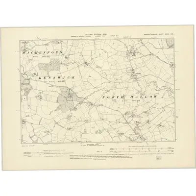 1902 Map of Worcestershire XXVIII.SW, 1905 Print