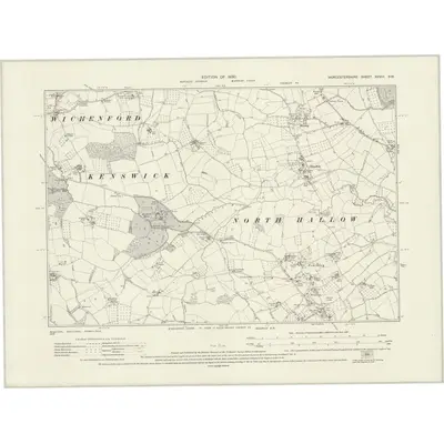 1925 Map of Worcestershire XXVIII.SW, 1930 Print