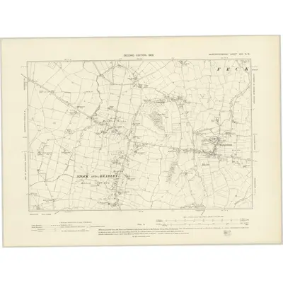 1902 Map of Worcestershire XXX.NW, 1905 Print