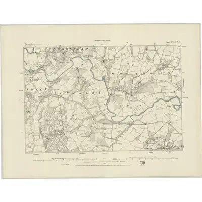 1883 Map of Worcestershire XXXII.NE, 1884 Print