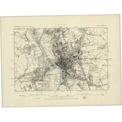 1883 Map of Worcestershire XXXIII.NE, 1886 Print