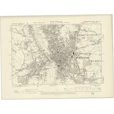 1901 Map of Worcestershire XXXIII.NE, 1905 Print