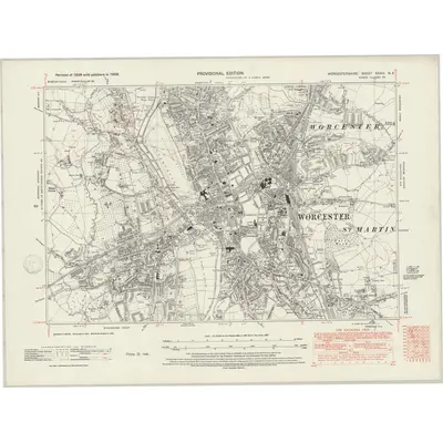 1938 Map of Worcestershire XXXIII.NE, 1947 Print