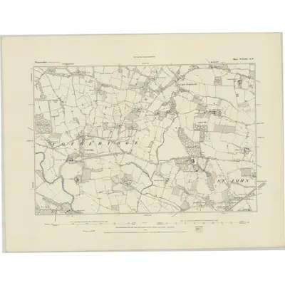 1883 Map of Worcestershire XXXIII.NW, 1884 Print