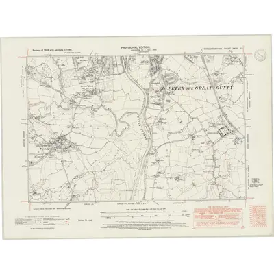 1938 Map of Worcestershire XXXIII.SE, 1947 Print