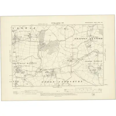1902 Map of Worcestershire XXXIV.NE, 1905 Print