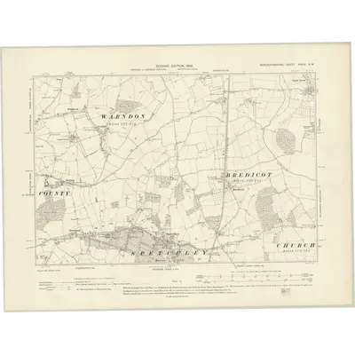 1902 Map of Worcestershire XXXIV.NW, 1905 Print