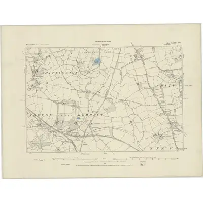 1883 Map of Worcestershire XXXIV.SW, 1884 Print