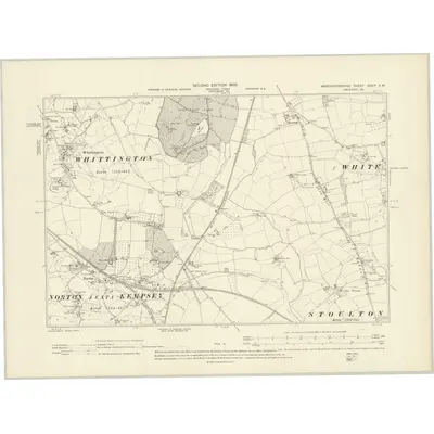 1902 Map of Worcestershire XXXIV.SW, 1905 Print