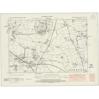 1938 Map of Worcestershire XXXIV.SW, 1947 Print