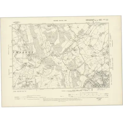 1902 Map of Worcestershire XXXIX.NE, 1905 Print