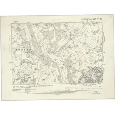 1926 Map of Worcestershire XXXIX.NE, 1931 Print