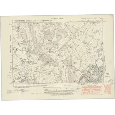 1938 Map of Worcestershire XXXIX.NE, 1949 Print