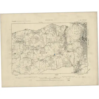 1884 Map of Worcestershire XXXIX.SE, 1886 Print