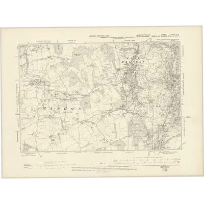 1903 Map of Worcestershire XXXIX.SE, 1906 Print