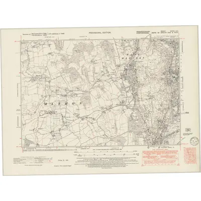 1938 Map of Worcestershire XXXIX.SE, 1949 Print
