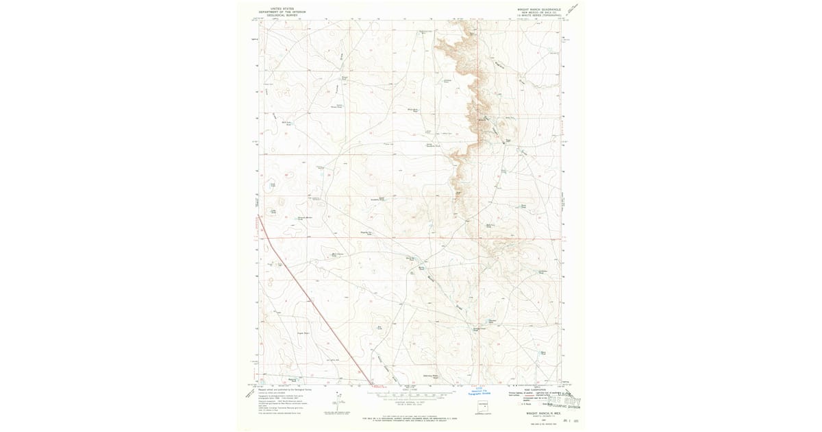 1967 Map of Wright Ranch, De Baca County, NM — High-Res | Pastmaps