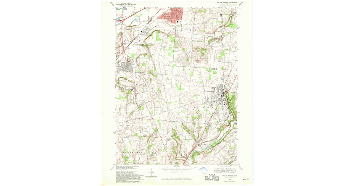 Yellow Spring Road Map 1968 Map of Yellow Springs, OH — High-Res | Pastmaps