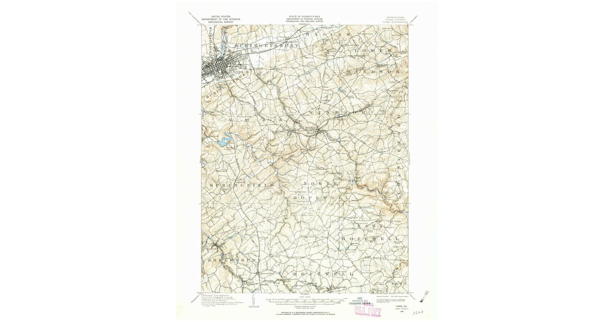 Old Maps of Jacobus PA for Metal - York York County Pa Usgs Topo 1908 P1963 Og 1200x630 
