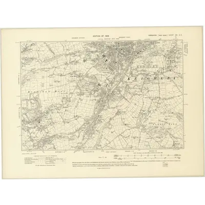 1906 Map of Yorkshire CC.NE, 1909 Print