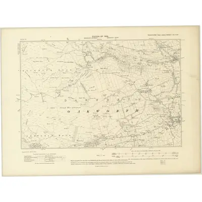 1906 Map of Yorkshire CC.NW, 1909 Print