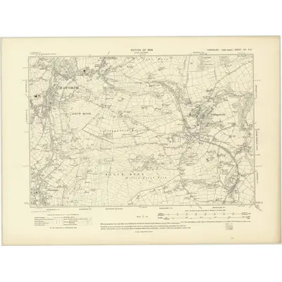 1906 Map of Yorkshire CC.SE, 1909 Print