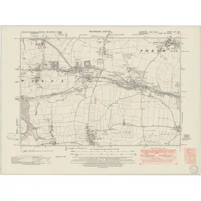 1947 Map of Yorkshire CCC.NW, 1950 Print