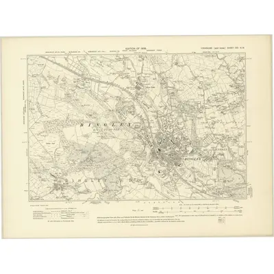 1906 Map of Yorkshire CCI.NW, 1909 Print