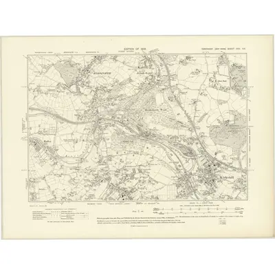 1906 Map of Yorkshire CCII.SE, 1909 Print