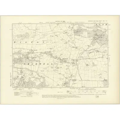 1906 Map of Yorkshire CCIII.NE, 1909 Print