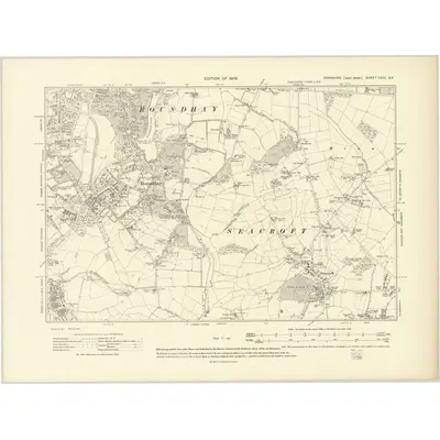 1906 Map of Yorkshire CCIII.SE, 1909 Print