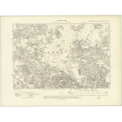 1906 Map of Yorkshire CCIII.SW, 1909 Print