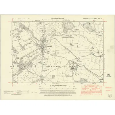 1950 Map of Yorkshire CCIV.SE, 1952 Print