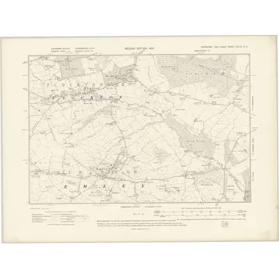1904 Map of Yorkshire CCLXI.NE, 1907 Print