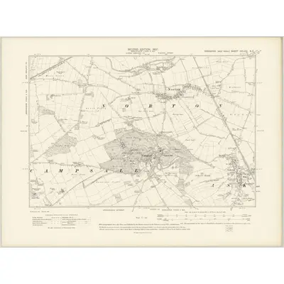 1904 Map of Yorkshire CCLXIV.NE, 1907 Print